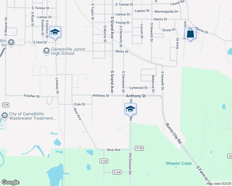 map of restaurants, bars, coffee shops, grocery stores, and more near 1423 South Clements Street in Gainesville