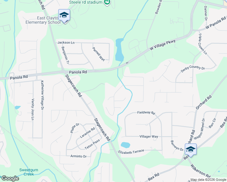 map of restaurants, bars, coffee shops, grocery stores, and more near 5363 South Crest Ridge Drive in Ellenwood