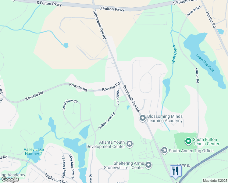 map of restaurants, bars, coffee shops, grocery stores, and more near 522 Koweta Road in Atlanta