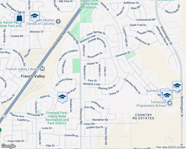 map of restaurants, bars, coffee shops, grocery stores, and more near 35261 Golden Poppy Court in Winchester