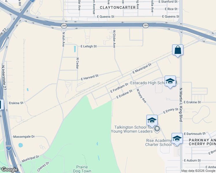 map of restaurants, bars, coffee shops, grocery stores, and more near 708 East Municipal Drive in Lubbock