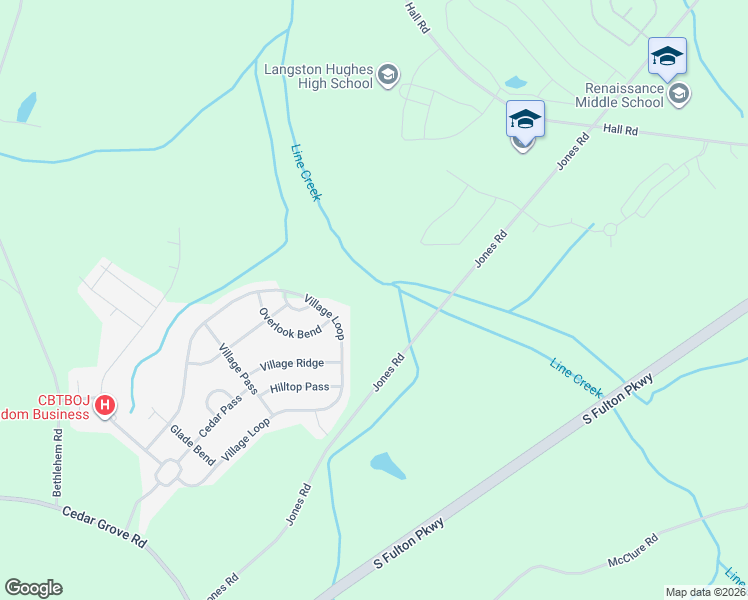 map of restaurants, bars, coffee shops, grocery stores, and more near 284 Jones Road in Fairburn