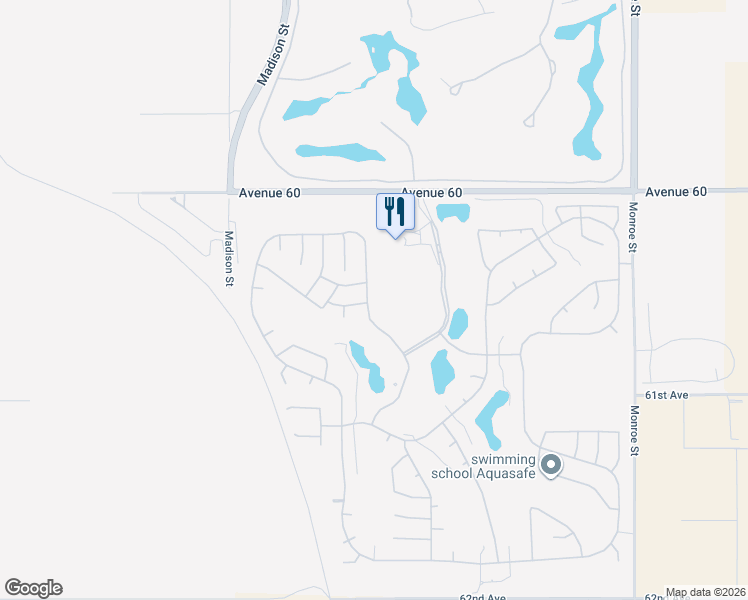 map of restaurants, bars, coffee shops, grocery stores, and more near 60520 Desert Rose Drive in La Quinta