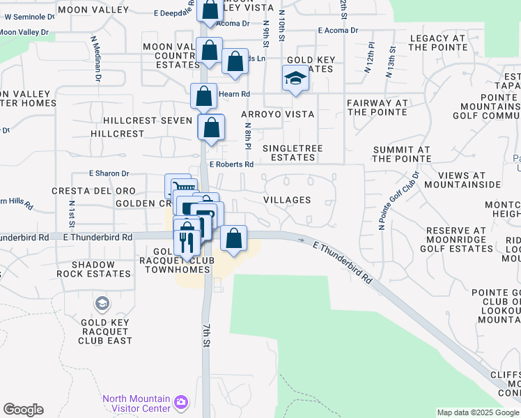 map of restaurants, bars, coffee shops, grocery stores, and more near 814 East Joan D Arc Avenue in Phoenix