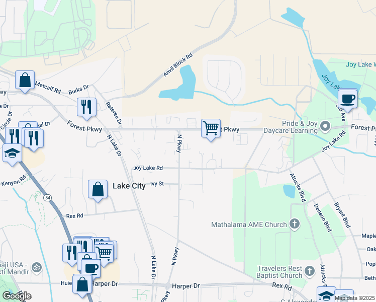 map of restaurants, bars, coffee shops, grocery stores, and more near 1824 Church Street in Morrow