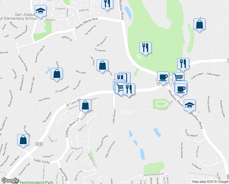 map of restaurants, bars, coffee shops, grocery stores, and more near 4008 Calle Sonora in Laguna Woods