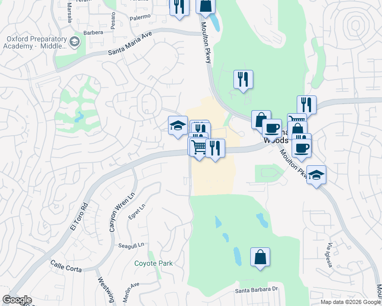 map of restaurants, bars, coffee shops, grocery stores, and more near 4004 Calle Sonora in Laguna Woods