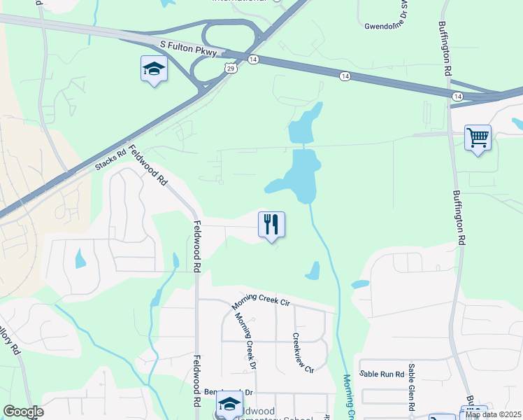 map of restaurants, bars, coffee shops, grocery stores, and more near 3755 Feldwood Pl in College Park