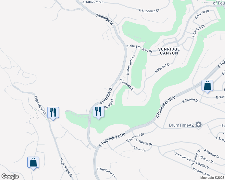 map of restaurants, bars, coffee shops, grocery stores, and more near 13510 North Manzanita Lane in Fountain Hills