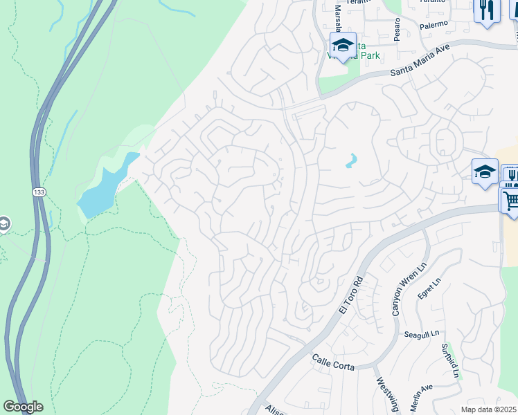 map of restaurants, bars, coffee shops, grocery stores, and more near 3364 Punta Alta in Laguna Woods