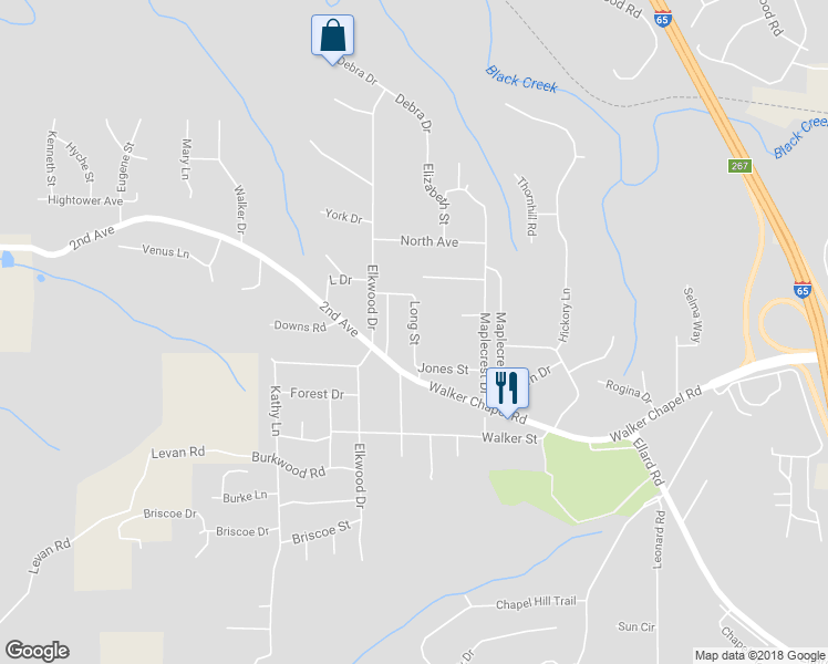 map of restaurants, bars, coffee shops, grocery stores, and more near 1811 Long Street in Fultondale