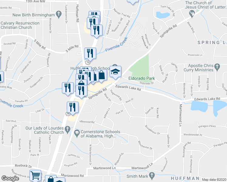 map of restaurants, bars, coffee shops, grocery stores, and more near 808 Hagwood Road in Birmingham