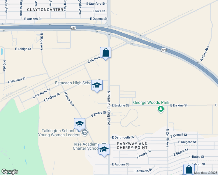 map of restaurants, bars, coffee shops, grocery stores, and more near 910 North Martin L King Boulevard in Lubbock