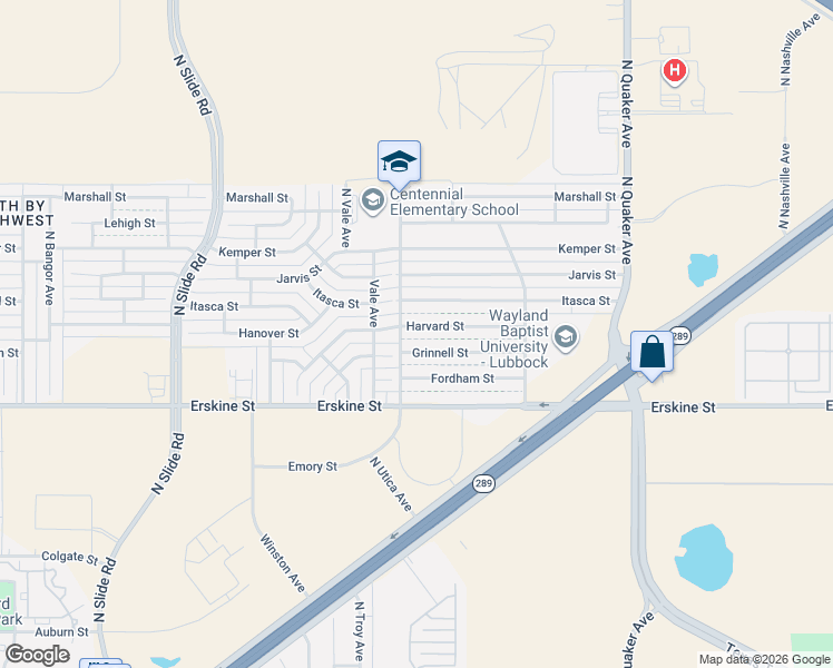 map of restaurants, bars, coffee shops, grocery stores, and more near 4639 Harvard Street in Lubbock