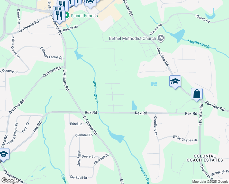 map of restaurants, bars, coffee shops, grocery stores, and more near 316 Tall Woods Place in Stockbridge