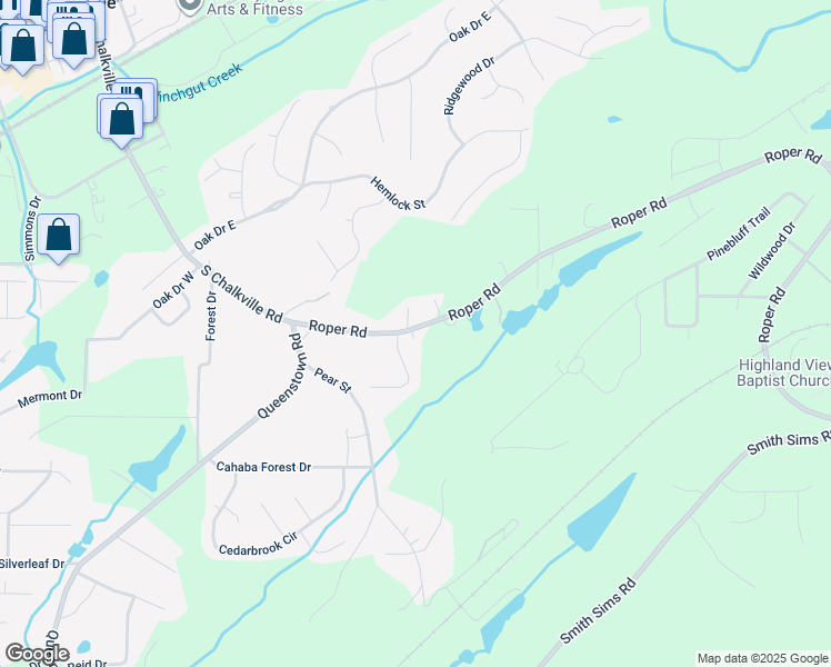 map of restaurants, bars, coffee shops, grocery stores, and more near 6735 Roper Road in Trussville