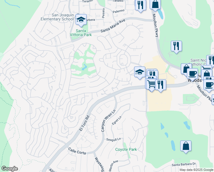 map of restaurants, bars, coffee shops, grocery stores, and more near 3213 Via Carrizo in Laguna Woods