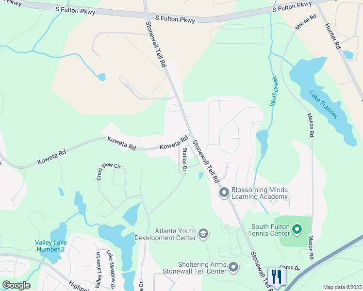 map of restaurants, bars, coffee shops, grocery stores, and more near 522 Koweta Road in Atlanta