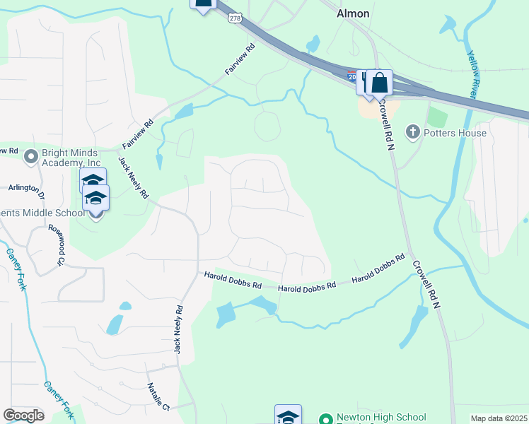 map of restaurants, bars, coffee shops, grocery stores, and more near 60 Silver Peak Drive in Covington