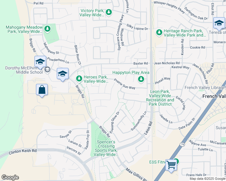 map of restaurants, bars, coffee shops, grocery stores, and more near 35210 Rockford Way in Murrieta