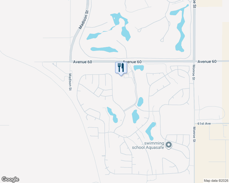 map of restaurants, bars, coffee shops, grocery stores, and more near 60520 Desert Rose Drive in La Quinta