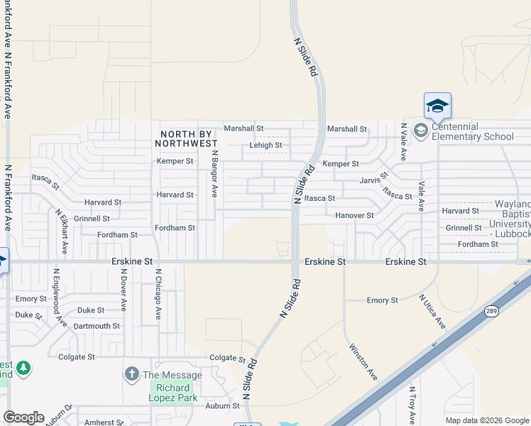 map of restaurants, bars, coffee shops, grocery stores, and more near 5221 Harvard Street in Lubbock