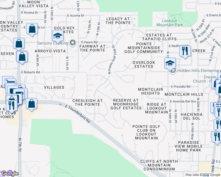 map of restaurants, bars, coffee shops, grocery stores, and more near 1331 East Voltaire Avenue in Phoenix