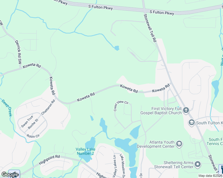 map of restaurants, bars, coffee shops, grocery stores, and more near 5380 Koweta Road in College Park