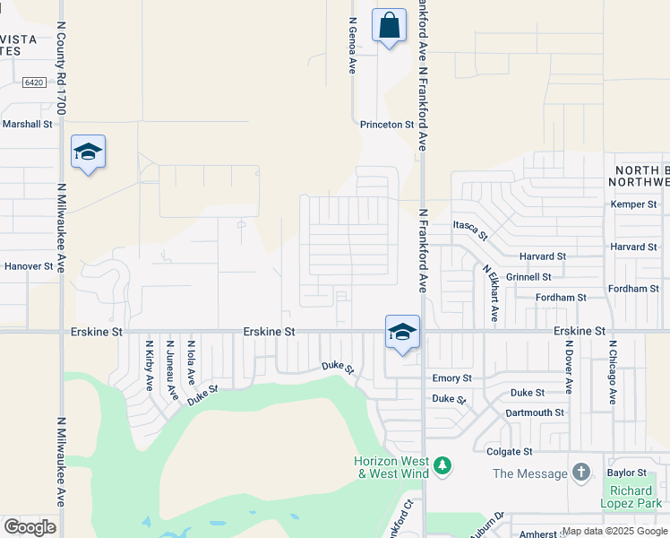 map of restaurants, bars, coffee shops, grocery stores, and more near 5828 Erskine Street in Lubbock