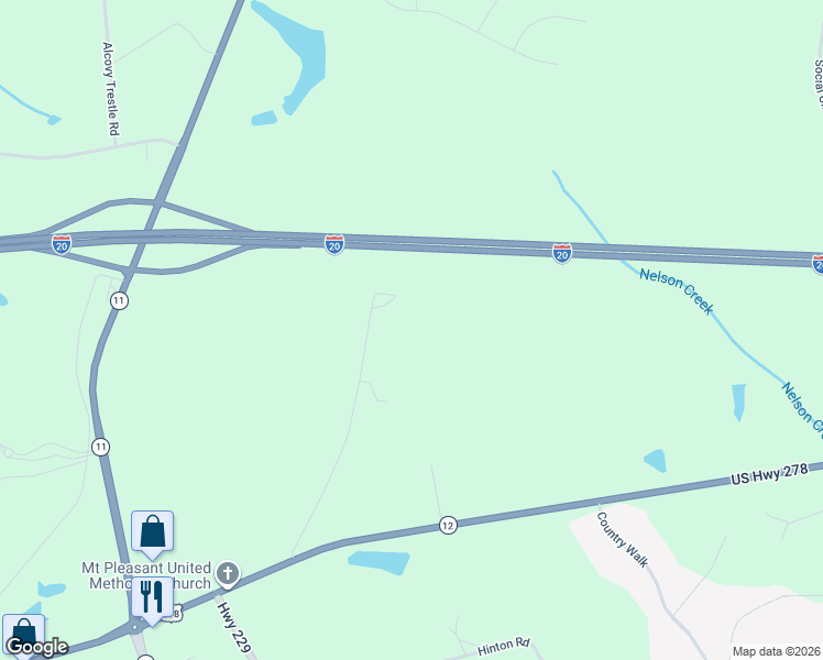 map of restaurants, bars, coffee shops, grocery stores, and more near 300 Old Social Circle Road in Social Circle