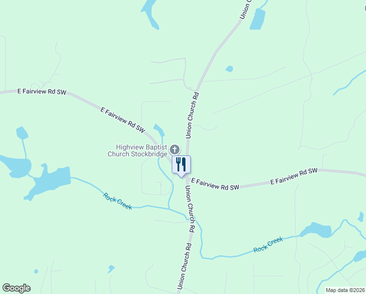 map of restaurants, bars, coffee shops, grocery stores, and more near 3060 Union Church Road in Stockbridge