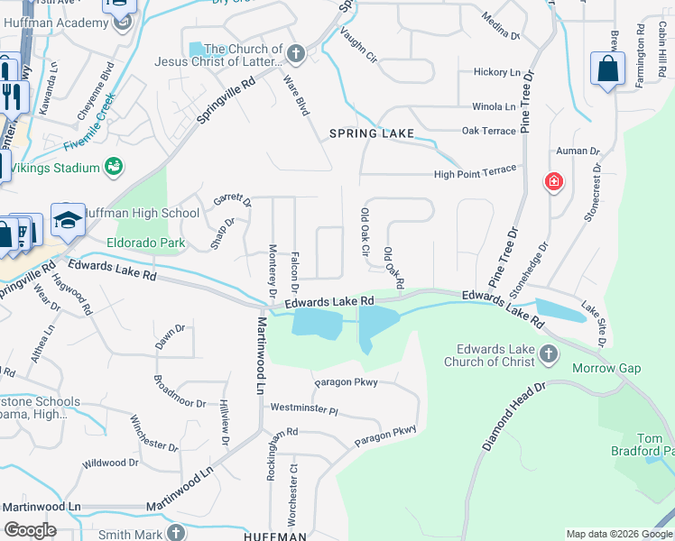 map of restaurants, bars, coffee shops, grocery stores, and more near 1151 Ware Boulevard in Birmingham