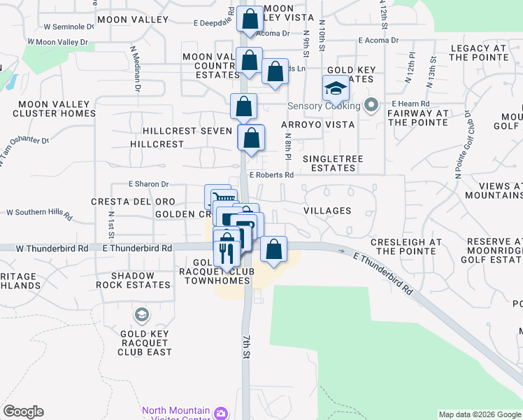 map of restaurants, bars, coffee shops, grocery stores, and more near 702 East Joan De Arc Avenue in Phoenix