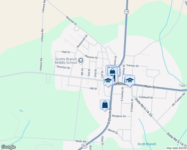 map of restaurants, bars, coffee shops, grocery stores, and more near 18 Larry King Highway in Summerton