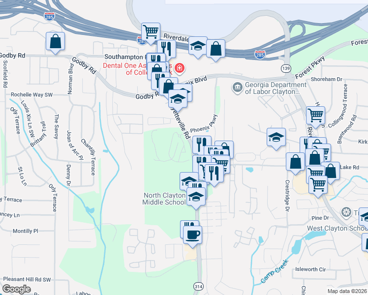 map of restaurants, bars, coffee shops, grocery stores, and more near in Atlanta