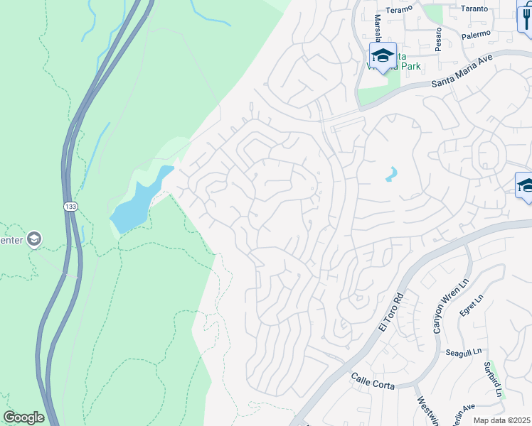 map of restaurants, bars, coffee shops, grocery stores, and more near 3415 Punta Alta in Laguna Woods