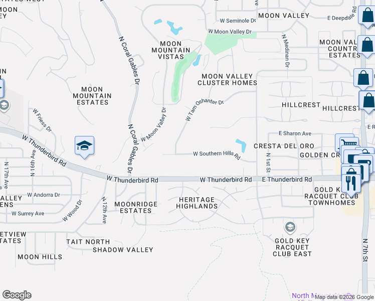 map of restaurants, bars, coffee shops, grocery stores, and more near 339 West Southern Hills Road in Phoenix