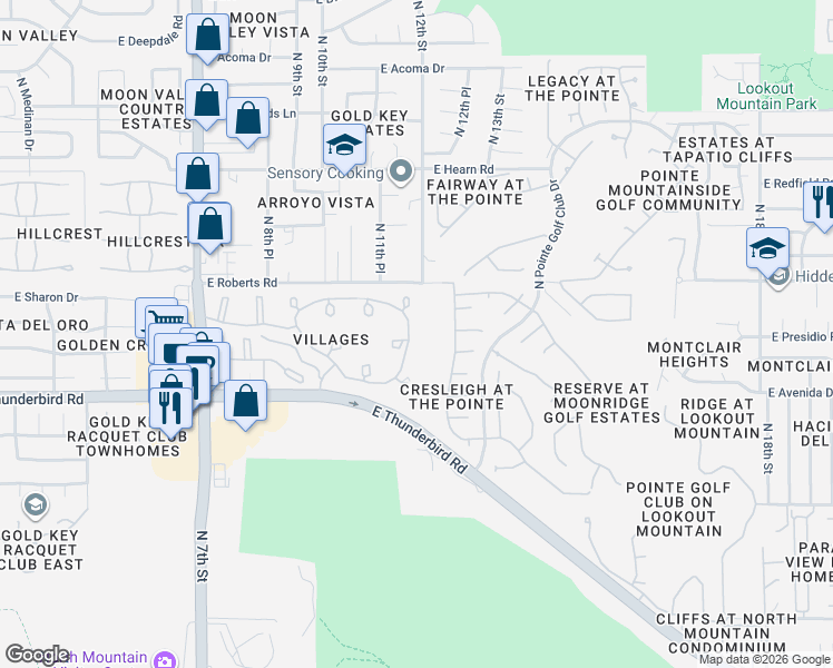 map of restaurants, bars, coffee shops, grocery stores, and more near 1152 East Village Circle Drive South in Phoenix
