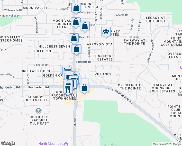 map of restaurants, bars, coffee shops, grocery stores, and more near 814 East Joan D Arc Avenue in Phoenix