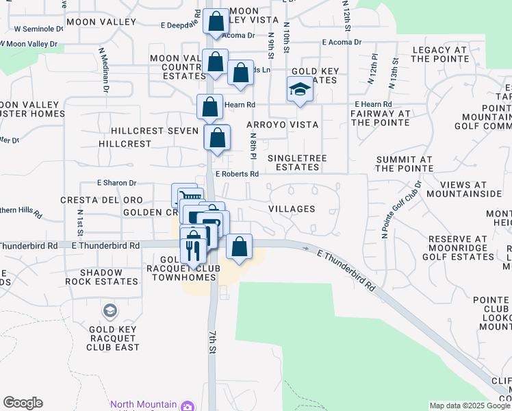 map of restaurants, bars, coffee shops, grocery stores, and more near 814 East Joan D Arc Avenue in Phoenix