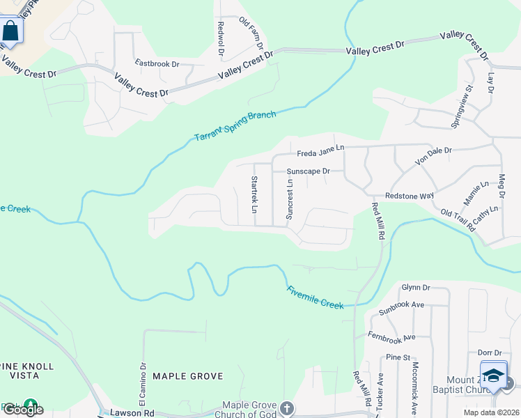 map of restaurants, bars, coffee shops, grocery stores, and more near 1107 Startrek Lane in Birmingham
