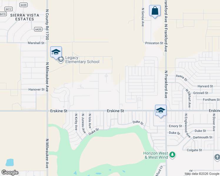 map of restaurants, bars, coffee shops, grocery stores, and more near 6100 Private Road 6470 in Lubbock