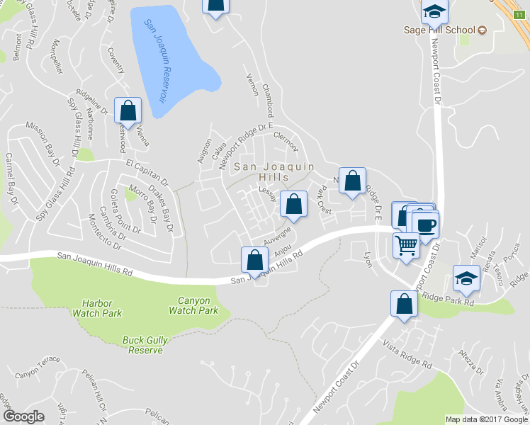 map of restaurants, bars, coffee shops, grocery stores, and more near 18 Fecamp in Newport Coast
