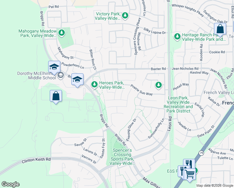 map of restaurants, bars, coffee shops, grocery stores, and more near 35190 Heritage Pointe Drive in Murrieta
