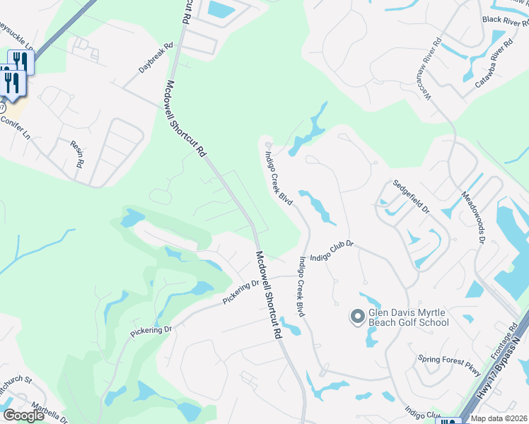 map of restaurants, bars, coffee shops, grocery stores, and more near 10247 Mcdowell Shortcut Road in Murrells Inlet