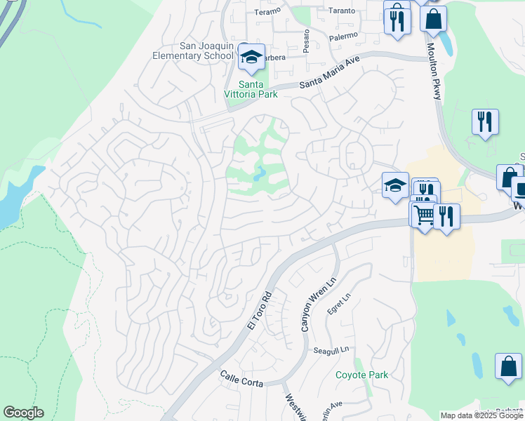 map of restaurants, bars, coffee shops, grocery stores, and more near 5476 Paseo Del Lago West in Laguna Woods