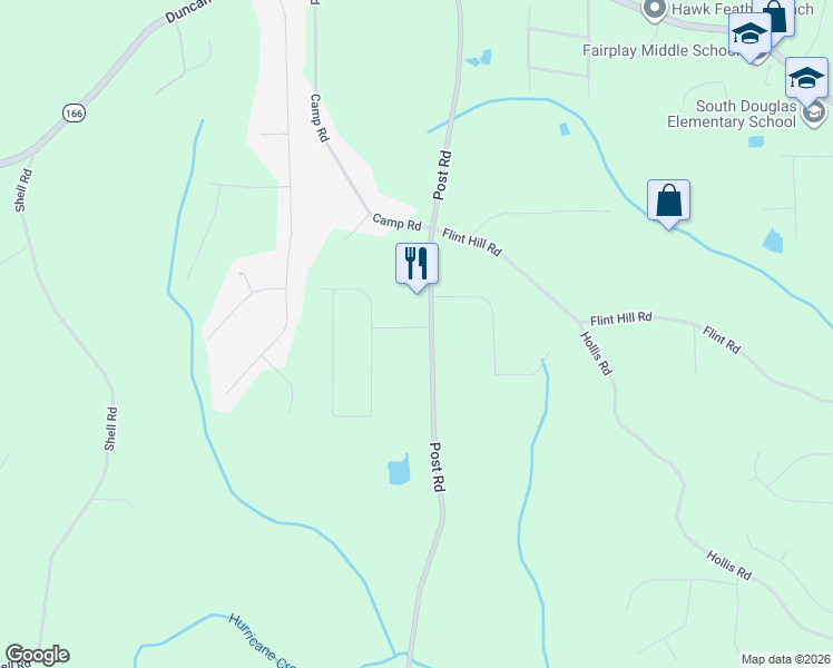 map of restaurants, bars, coffee shops, grocery stores, and more near 8699 Post Oak Drive in Fairplay