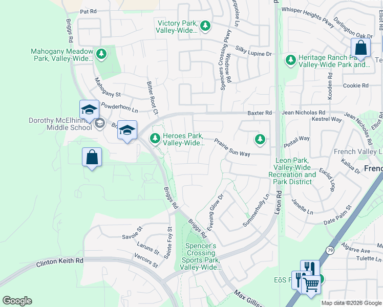 map of restaurants, bars, coffee shops, grocery stores, and more near 35190 Heritage Pointe Drive in Murrieta