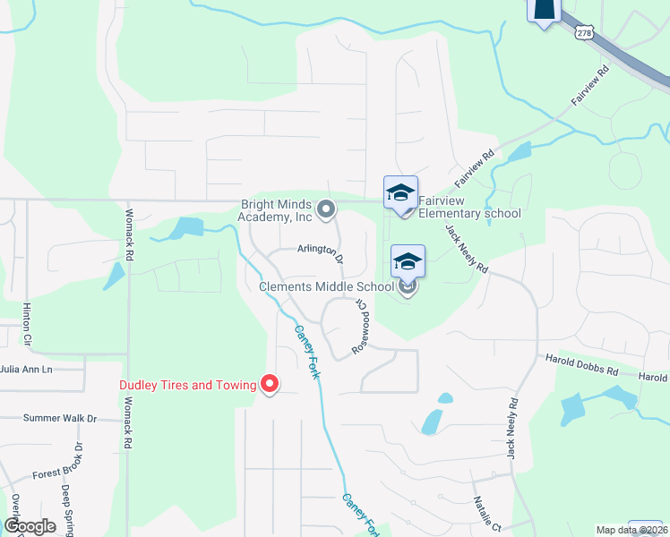 map of restaurants, bars, coffee shops, grocery stores, and more near 55 Arlington Drive in Covington