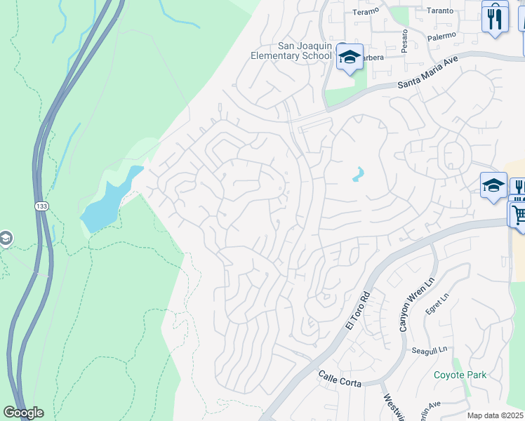 map of restaurants, bars, coffee shops, grocery stores, and more near 3365 Punta Alta in Laguna Woods